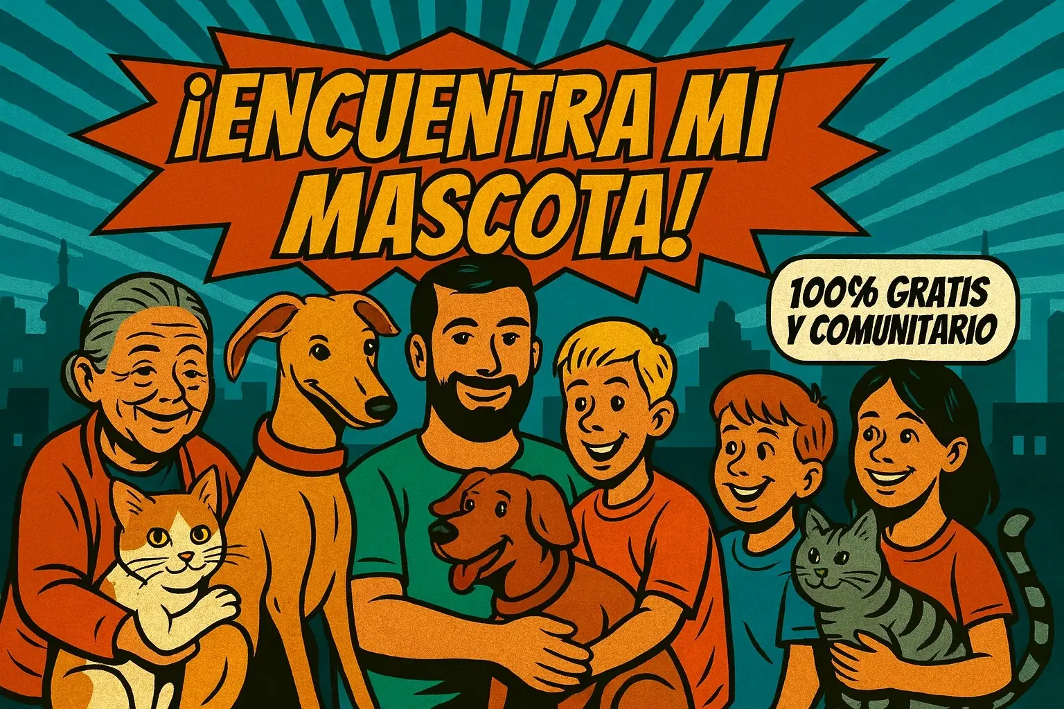 Ilustración solidaria con vecinos y mascotas